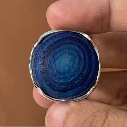 خاتم فضة رجالي بحجر خرزة التبت