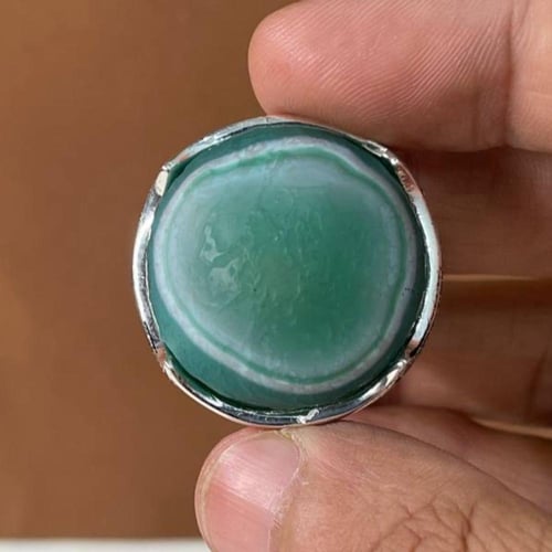 خاتم فضة رجالي بحجر خرزة التبت