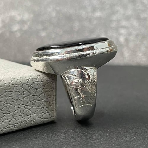 خاتم فضة رجالي بحجر عقيق شفه افريقي