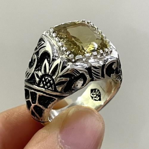 خاتم فضة رجالي بحجر سترين