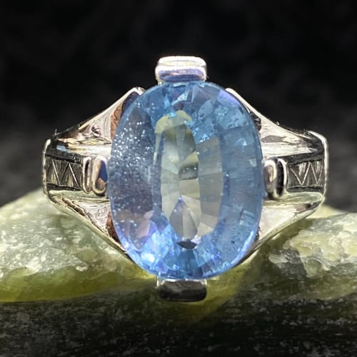 خاتم فضة رجالي بحجر توباز برازيلي لون سويسري