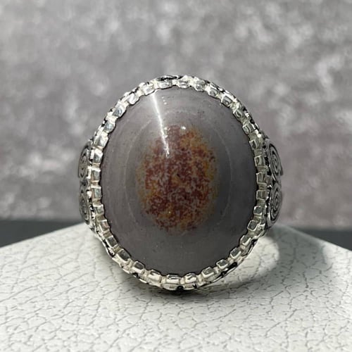 خاتم فضة رجالي بحجر عقيق سليماني طبيعي