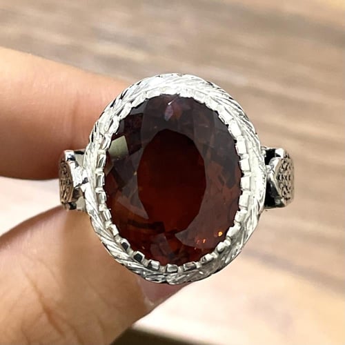 خاتم فضة رجالي بحجر إمبريال توباز