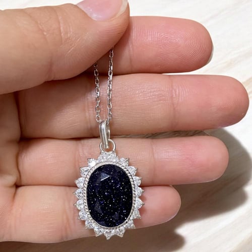 قلادة فضة نسائية بحجر حجر النجوم مرصع زركون سويسري