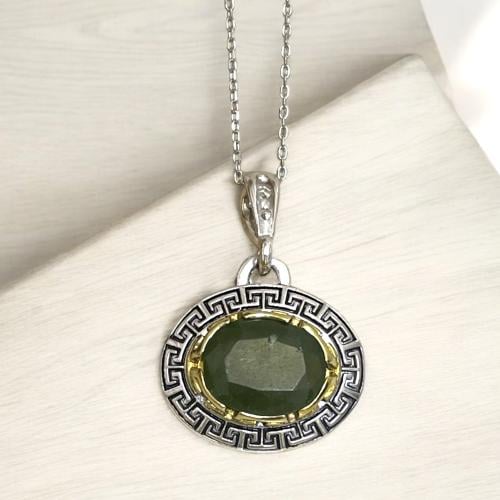 قلادة فضة نسائية بحجر زبرجد طبيعي