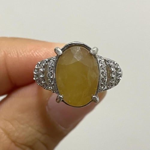 خاتم فضة نسائي بحجر زفير افريقي اصفر