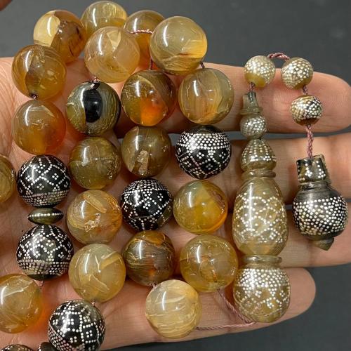 سبحة قرن الجاموس مطعم بالفضة