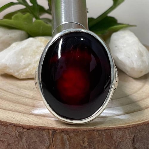 خاتم فضة رجالي بحجر عقيق شفه افريقي