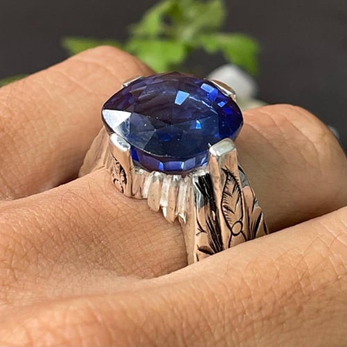 خاتم فضة رجالي بحجر زفير تايلندي