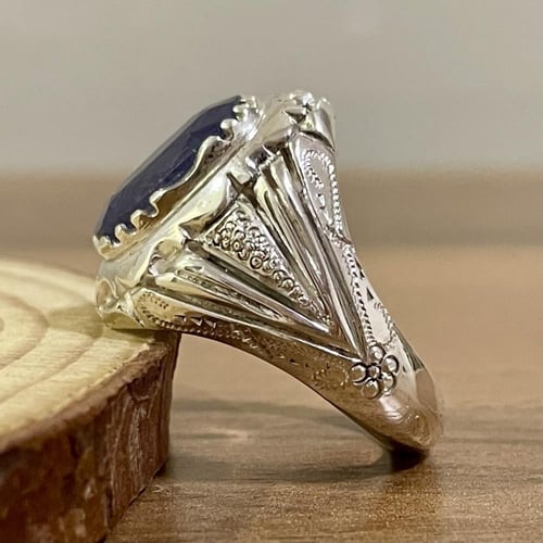 خاتم فضة رجالي بحجر زفير افريقي