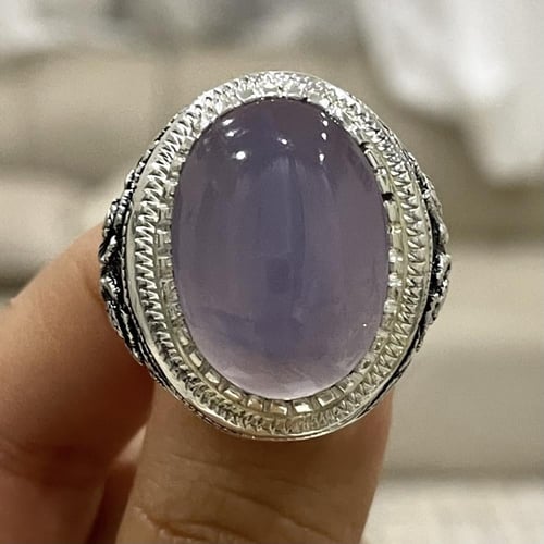 خاتم فضة رجالي بحجر عقيق يماني سوسني طبيعي