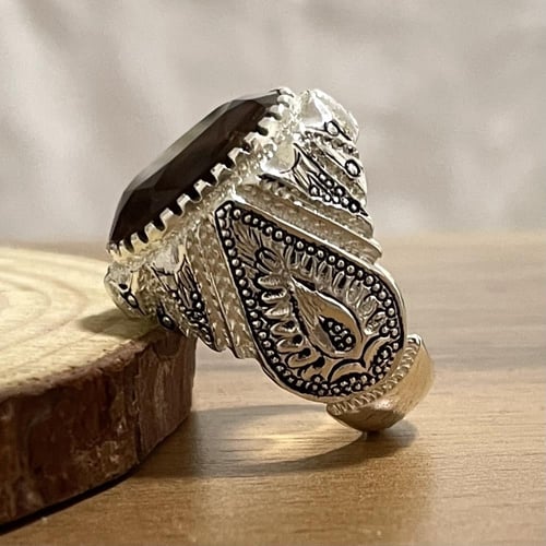 خاتم فضة رجالي بحجر عقيق مكسيكي