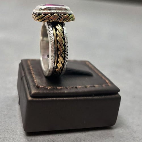 خاتم فضة رجالي بحجر الكسندرايت