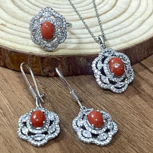 طقم فضة نسائي 4 قطع مرجان تونسي