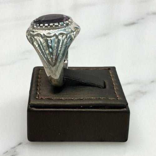 خاتم فضة رجالي بحجر أماتيست (جمشت)