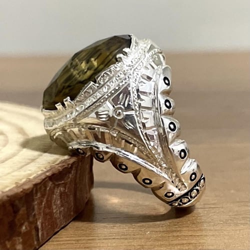 خاتم فضة رجالي بحجر عين النمر