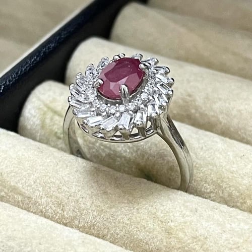 خاتم فضة نسائي ياقوت افريقي مرصع زركون سويسري