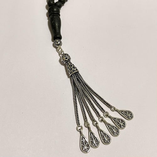 سبحة عنبر 66 تسبيحه كتلة فضة