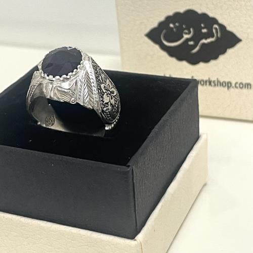 خاتم فضة رجالي بحجر زفير افريقي