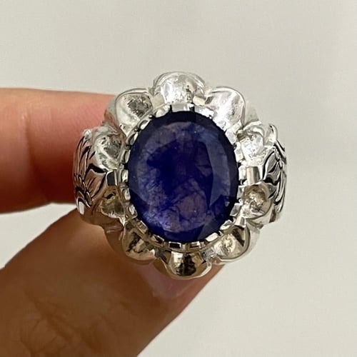 خاتم فضة رجالي بحجر زفير افريقي