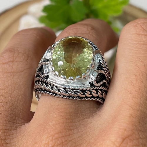 خاتم فضة رجالي بحجر سترين