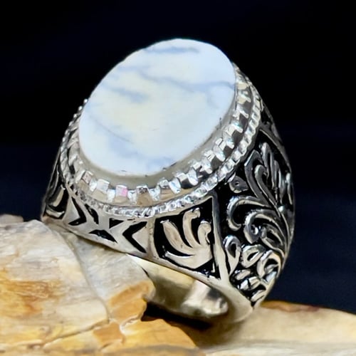 خاتم فضة رجالي بحجر عقيق يماني مشجر