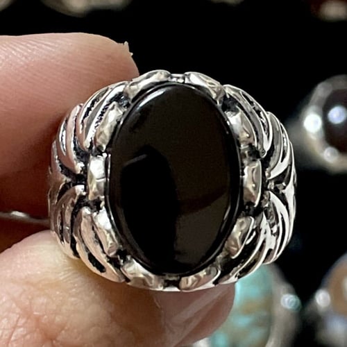 خاتم فضة رجالي بحجر شفة افريقي