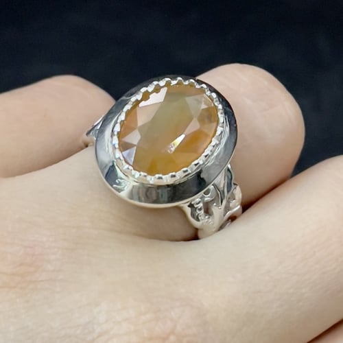 خاتم فضة رجالي بحجر زفير اصفر افريقي