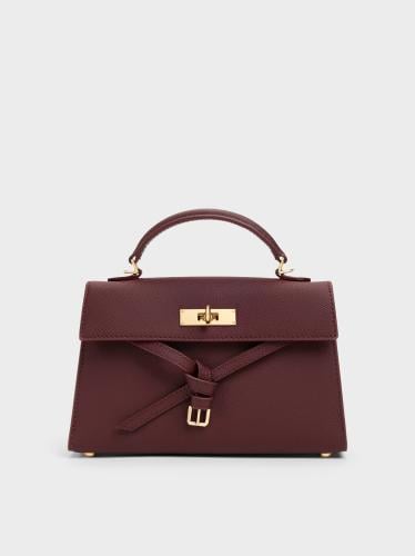 تريشا حقيبة يد Tricha Knotted-Belt Top Handle Bag - لون شرابي أحمر