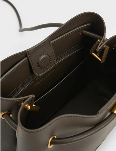 Sybill Geometric Bucket Bag - Dark Moss