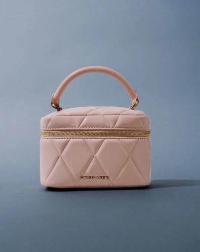 Arwen Quilted Top Handle Vanity Bag - Light Pink
