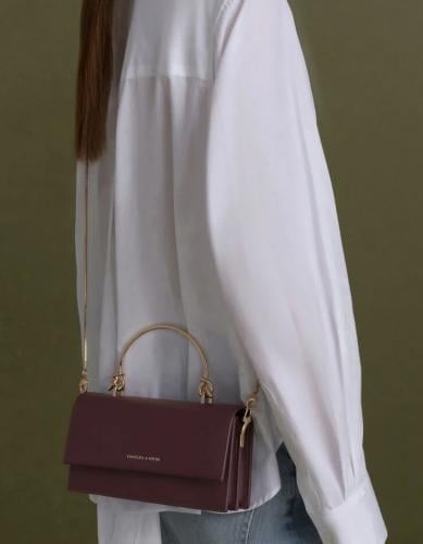 Kristine Sculptural-Handle Long Wallet - Wineberry...