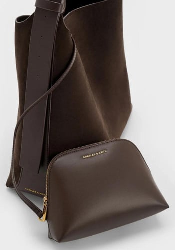 Edna Recycled Suede Tote Bag - Espresso Brown