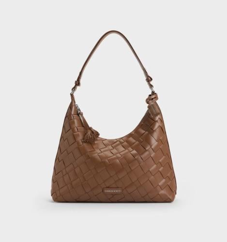 Ivette Woven Tassel Hobo Bag - Chocolate