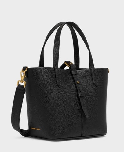 Beryl Recycled Leather Double-Handle Belted Bucket...