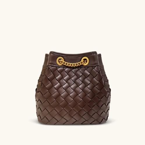 Yara Hand-Woven Bucket Bag - Dark Brown