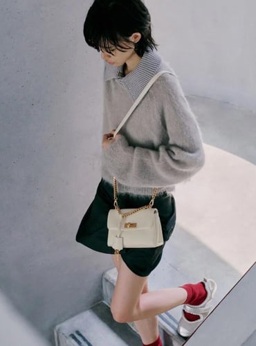 Mini Kerry Chain-Handle Crossbody Bag - Cream