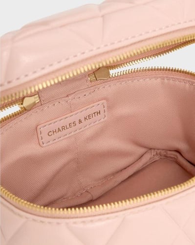 Arwen Quilted Top Handle Vanity Bag - Light Pink