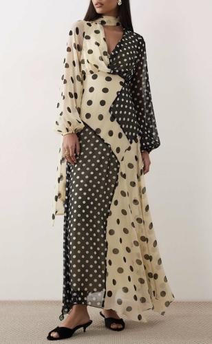 cowl neck maxi dress with scarf detail