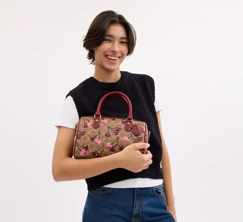 Rowan Satchel Bag In Signature Canvas With Cherry...