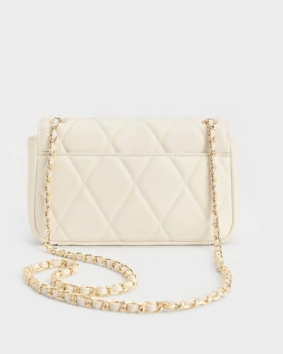 Arwen Diamond-Quilt Shoulder Bag - Cream