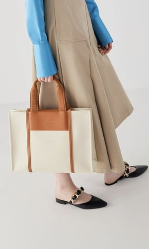 Shalia Canvas Tote Bag - Cognac
