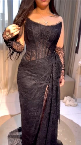 فستان دانتيل اسود2025