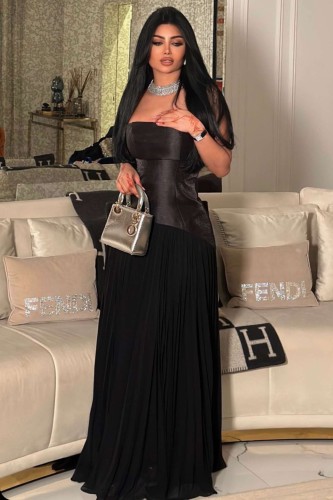 فستان اسود بليسيه Long dress