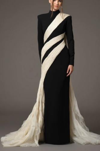 Black Evening dress اسود واليض