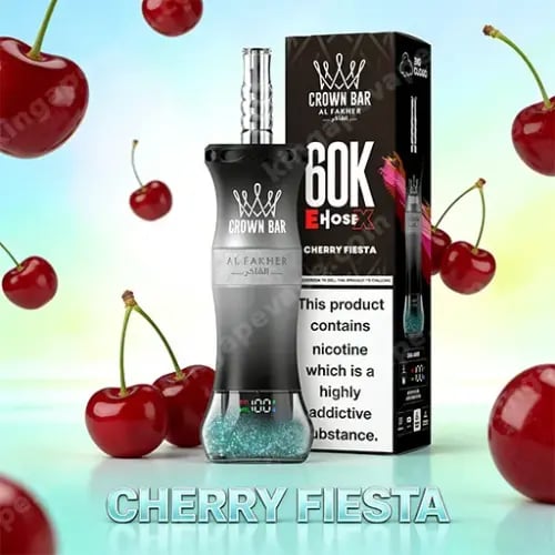شيشة الفاخر توت كرز 60 الف سحبة معسل فيب 6 نيكوتين كراون بار اكس Al Fakher Crown Bar X Cherry Fiesta 60K