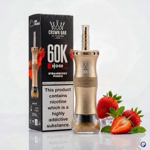 شيشة الفاخر كوكتيل فراولة 60 الف سحبة معسل فيب 6 نيكوتين كراون بار اكس Al Fakher Crown Bar X Strawberry Punch 60K