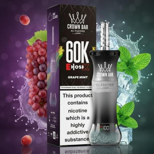 شيشة الفاخر عنب نعناع 60 الف سحبة معسل فيب 6 نيكوتين كراون بار اكس Al Fakher Crown Bar X Grape Mint 60K