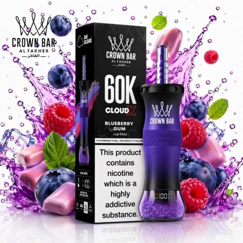 شيشة الفاخر علكة توت 60 الف سحبة معسل فيب 6 نيكوتين كراون بار اكس Al Fakher Crown Bar X Blueberry Gum 60K