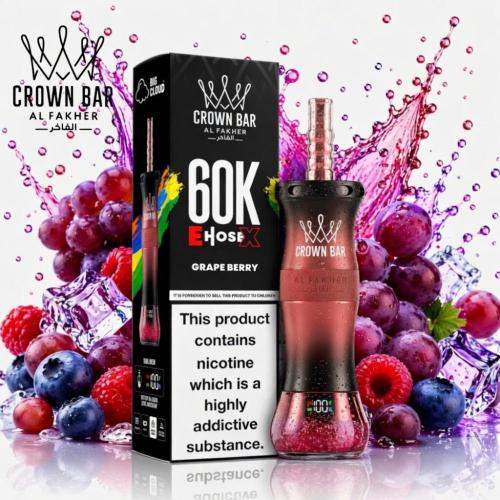 شيشة الفاخر عنب توت 60 الف سحبة معسل فيب 6 نيكوتين كراون بار اكس Al Fakher Crown Bar X Grape Berry 60K